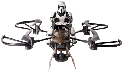 Illustration for article titled Air Hogs' Massive Millennium Falcon Drone Even Has a Tiny Han Solo and Chewie in the Cockpit